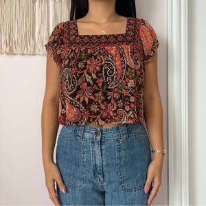 70s-Inspired Boho Paisley Crop Top🧶